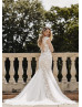 Cap Sleeves Ivory Lace Tulle Anniversary Wedding Dress